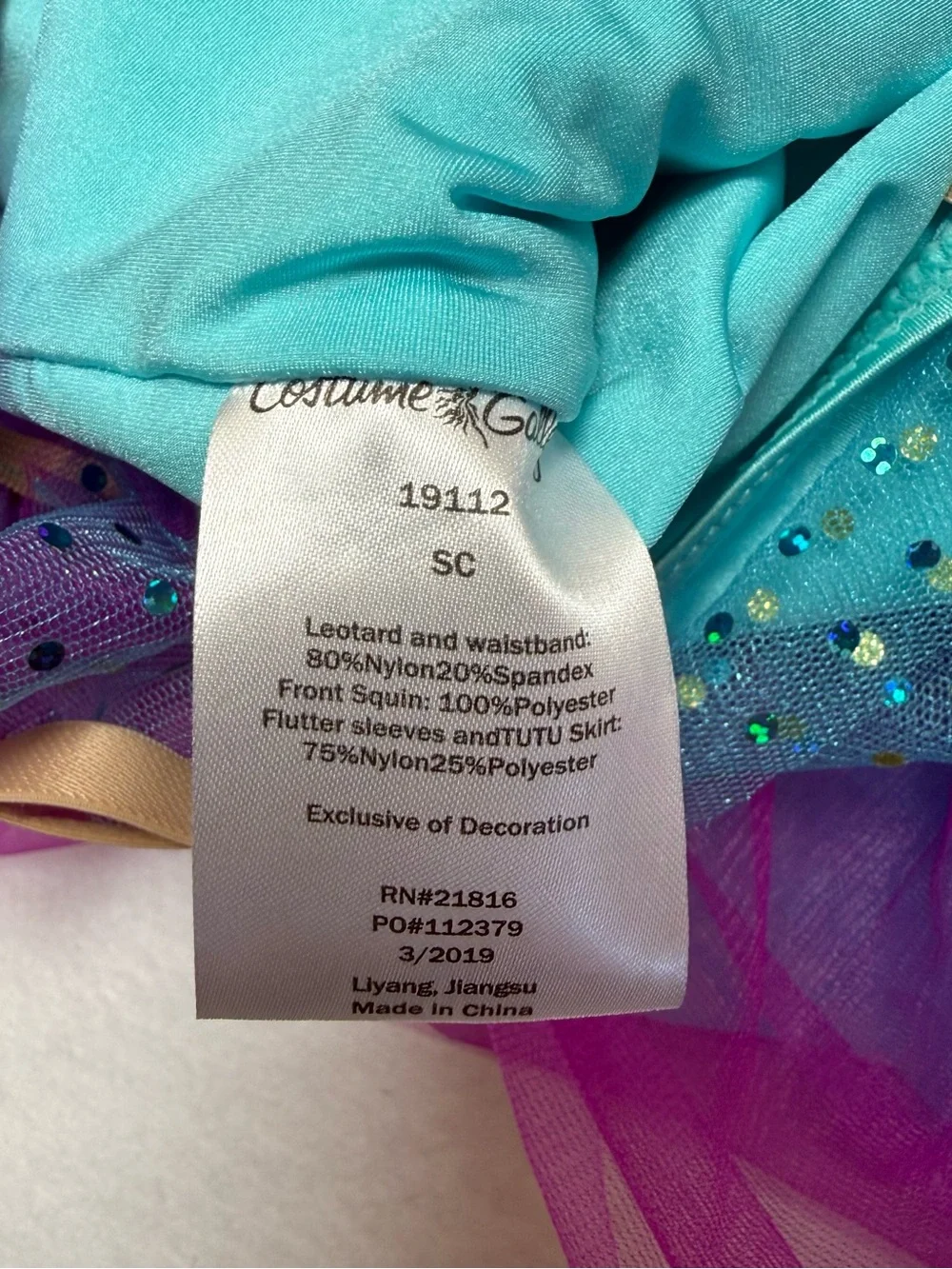 Teal and Purple Sparkle Tulle Dance Costume for Kids